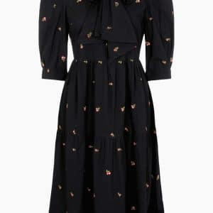 Objminna Midi Dress - Black - Object - Blomstret L