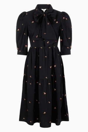 Objminna Midi Dress - Black - Object - Blomstret XL