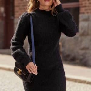 BUBBLEROOM CC Chunky knitted wool mix short dress Black L