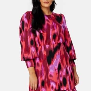 BUBBLEROOM Nabila puff sleeve dress Pink / Patterned 2XL