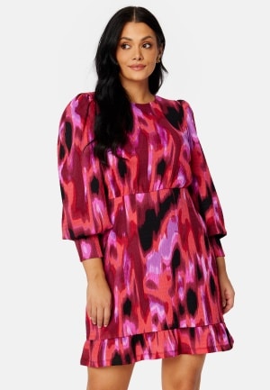 BUBBLEROOM Nabila puff sleeve dress Pink / Patterned 3XL