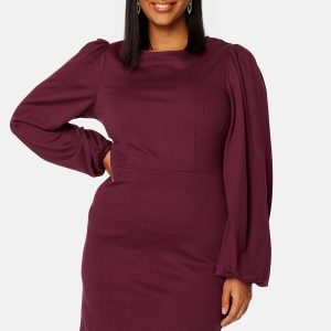 BUBBLEROOM Idalina puff sleeve dress Wine-red S