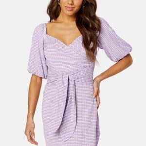 BUBBLEROOM Nandita wrap dress Lilac / Checked XL