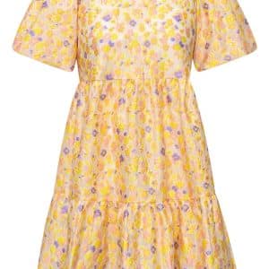 A-View - Kjole - Flora Dress - Creme w Yellow Rose & Purple