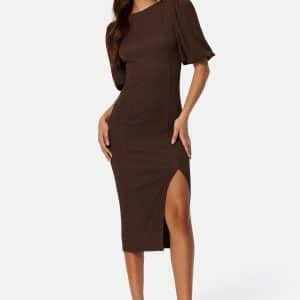 BUBBLEROOM Piper Puff Sleeve Dress Brown M