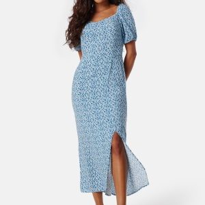 VILA Vikata S/S midi dress Cashmere Blue / Blue Flower 36