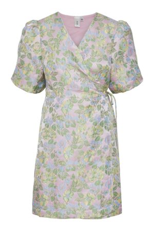 Y.A.S - Kjole - Yaspanja Ss Wrap Dress - Show Pink Lavender