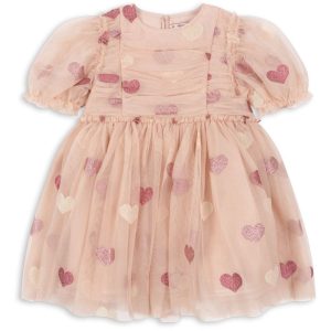 Konges Sløjd Heart Rose Glitter Tullie Kjole - Str. 3 år