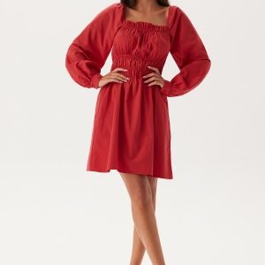 BUBBLEROOM Smock Short Dress Red L