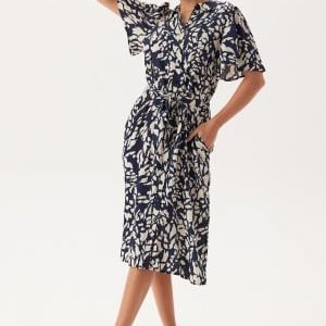 VILA Vilullu S/S KNEE SHIRT DRESS K Navy Blazer Aop:saga 34