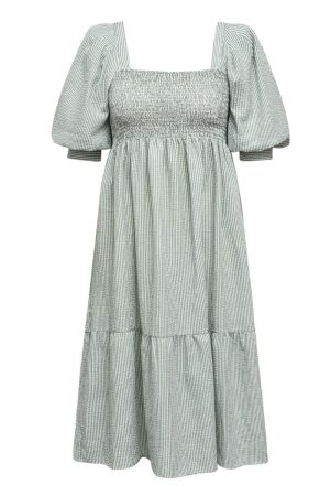 A-View - Kjole - Cheri Stripe Dress - Green/White