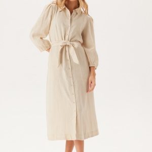 YAS Yasflaxy 3/4 LINEN SHIRT DRESS Birch 46