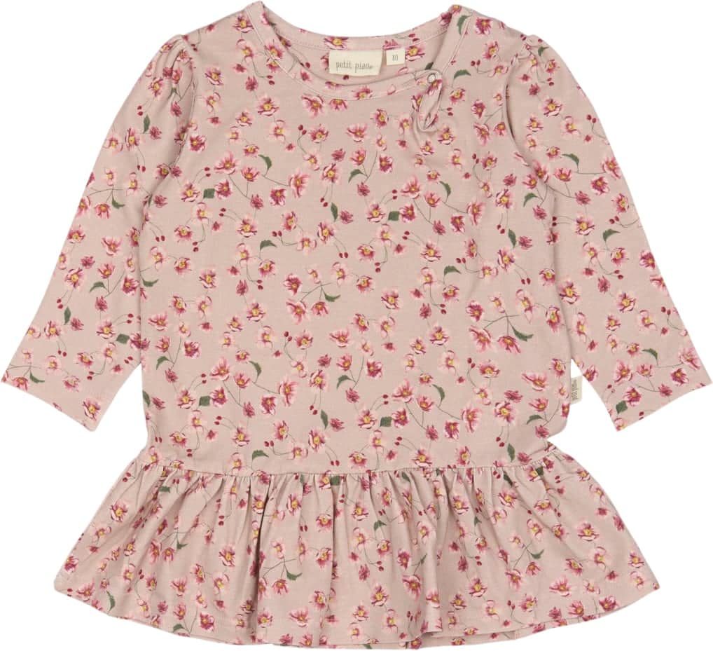 Dress L/S Gather Printed