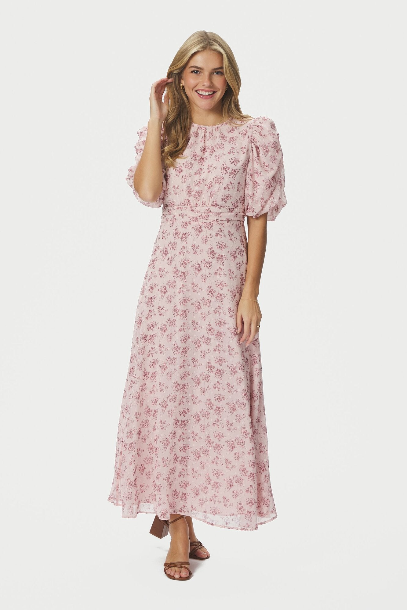 Kikka Chiffon Flower kjole - rosa