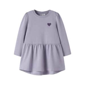 NAME IT Sweat Kjole Vima Heirloom Lilac Heart Embroidery
